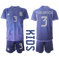 Argentina Nicolas Tagliafico #3 Replika babykläder Bortaställ Barn VM 2022 Kortärmad (+ korta byxor)